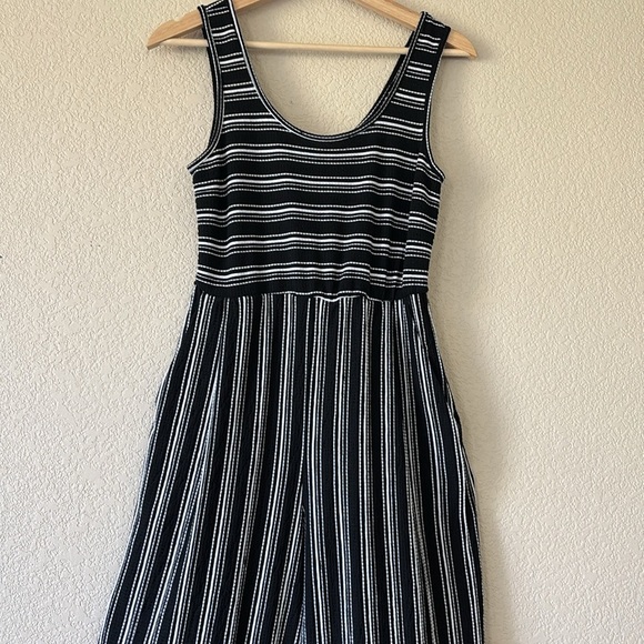 Rewind Striped Sleeveless Jumpsuit - Black and White- size S - Picture 2 of 2